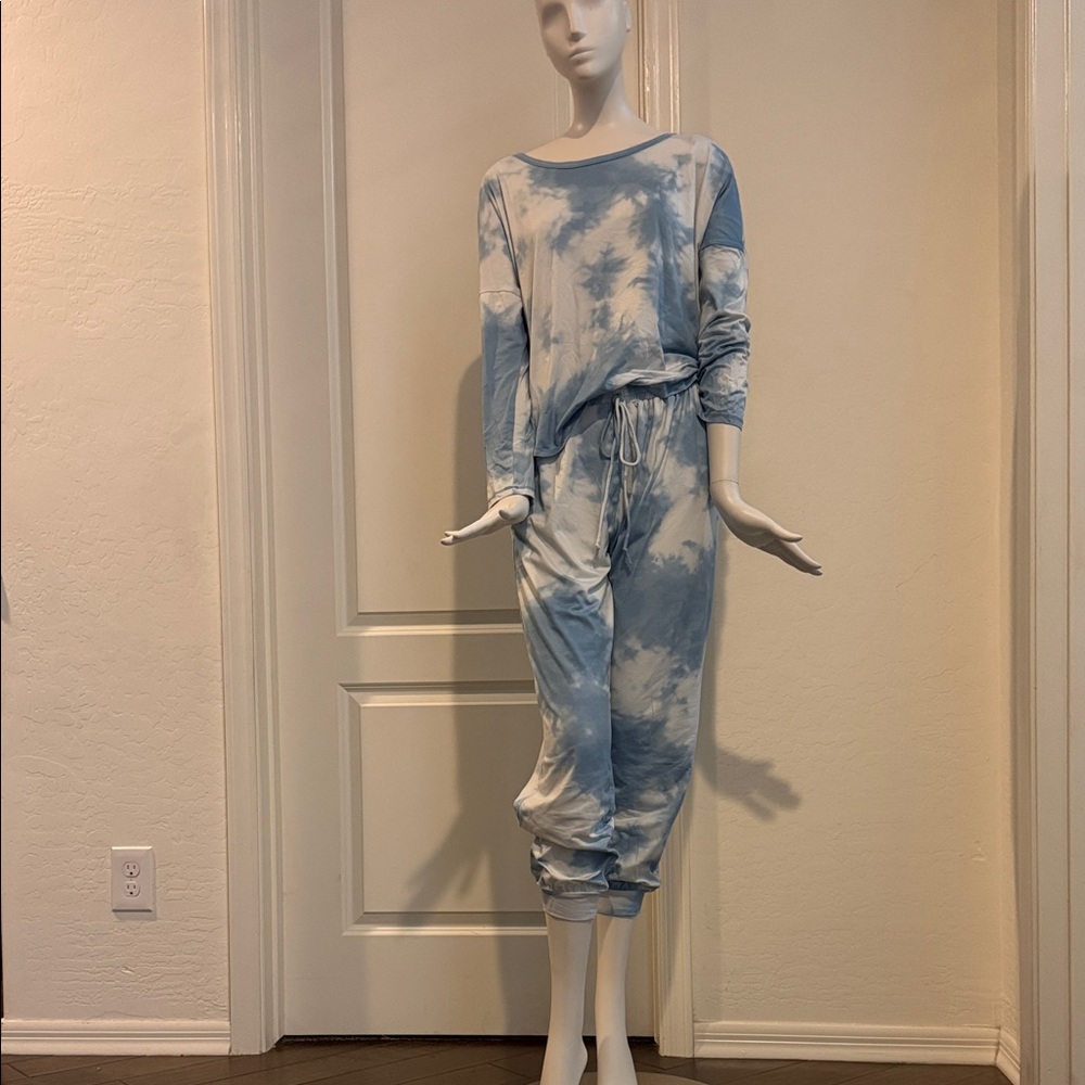 Everly Blue Tie-Dye Pajama Set